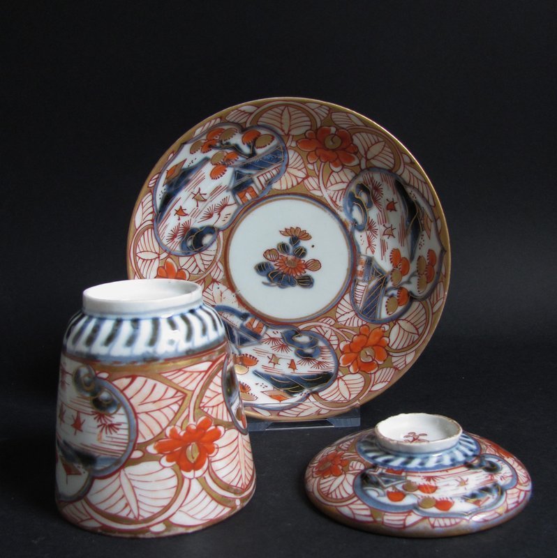 Imari Chocolate Cup, Cover and Saucer Early 18th Century