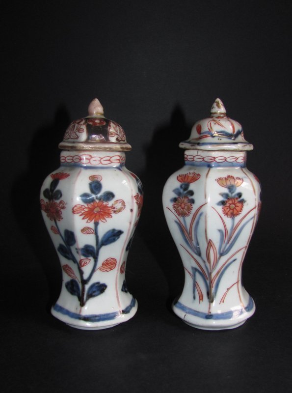 Pair of Rare Imari Miniature Vases c.1700