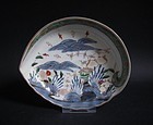 Ko Imari Shellfish and Seascape Abalone form Dish c.1740