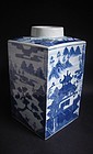 Large Chinese Canton Square Section Canister 19C No 1