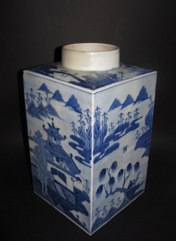 Large Chinese Canton Square Section Canister 19C No 2