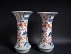 Pair Imari Export Cranes and Three Friends of Winter Beaker Vases 18C