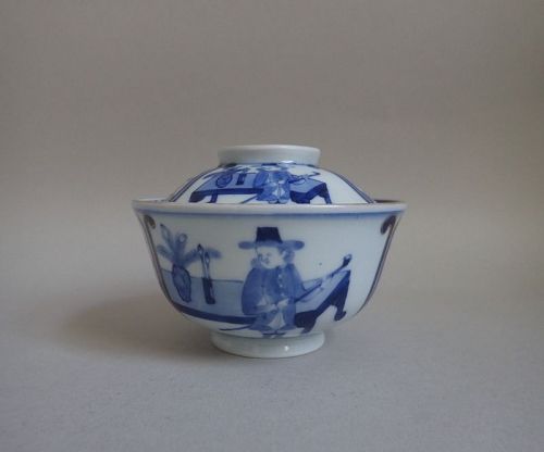 Rare Ko Imari Dutchman Rice Bowl and Cover c.1820