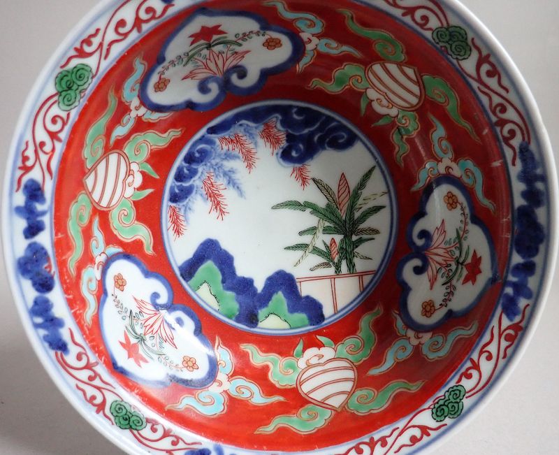 Japanese Ko Imari Bowl w/Eagle Pine Tree L19c, Large, The size outlet of Bowl: 8 3/4