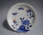 Ko Imari Butterflies and Rock Peony Dish Late Mid Edo 18C