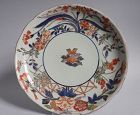 Imari Export Irises Peonies and Plum blossom Dish Early 18th Century