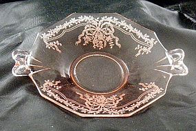 Fostoria "June" Pink Glass Handle Serving Tray Plate