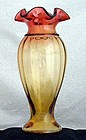 Fenton Art Nouveau Amberina Rib Optic Glass Vase