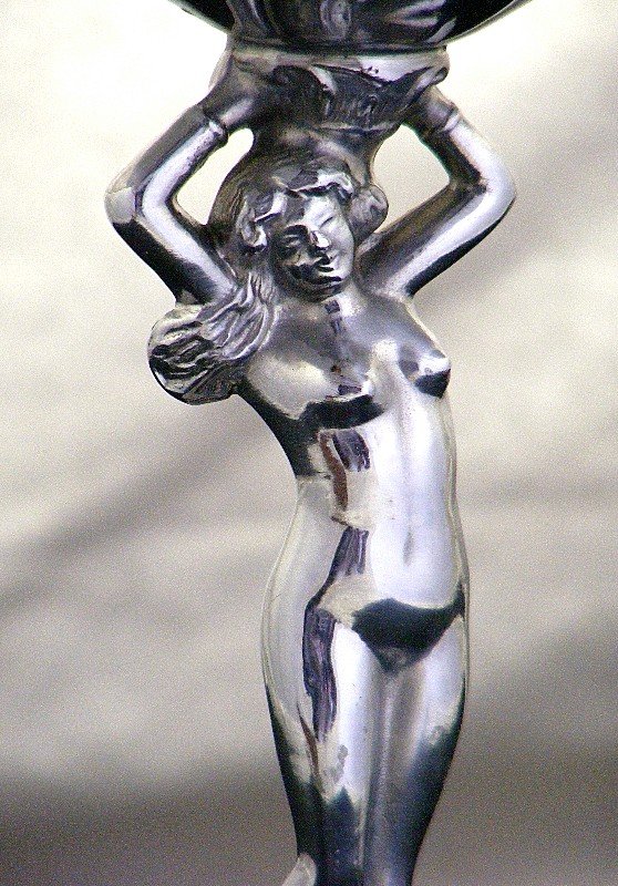 Cambridge Farberware Statuesque Nude Amber Compote
