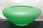 Tiffin Emerald Green Satin Glass Cupped Flower Bowl
