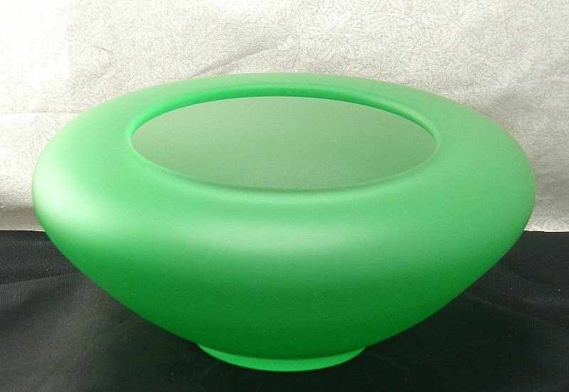 Tiffin Emerald Green Satin Glass Cupped Flower Bowl