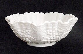 Imperial Grape and Leaves Milk Glass Console Bowl