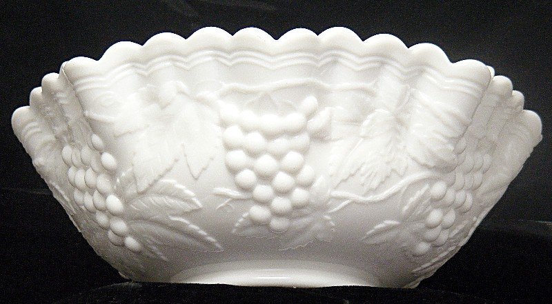 Imperial Grape and Leaves Milk Glass Console Bowl