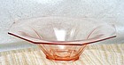 Heisey Flat Panel Octagon Bowl in Flamingo Pink ~Rare