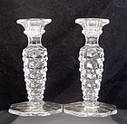 Fostoria American Octagon Foot Cubist Candlesticks