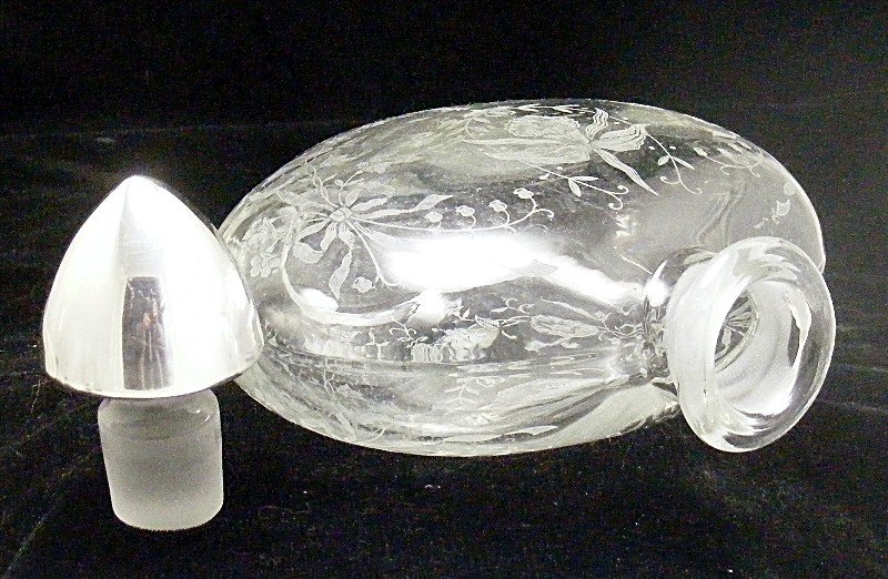 Heisey Orchid Silver Stopper Crystal Decanter