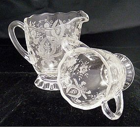 Cambridge Crystal Creamer & Sugar with Etch