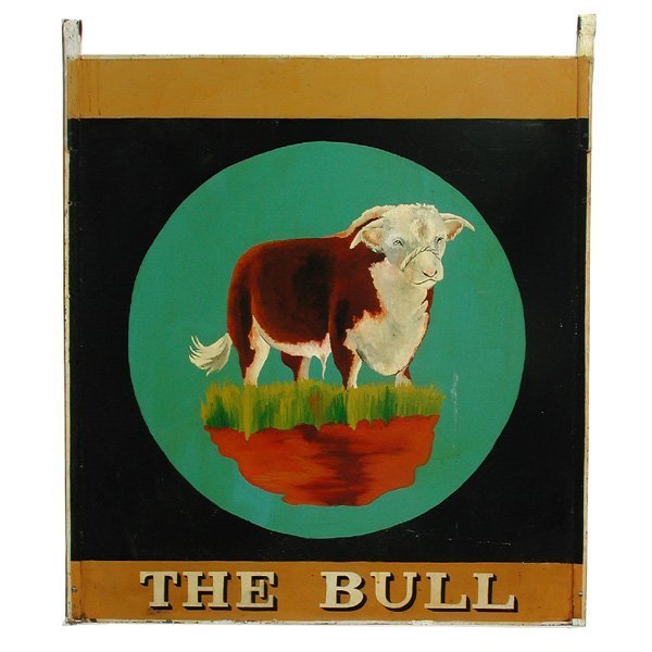 Antique English Bull Pub Sign Restaurant Trade Sign