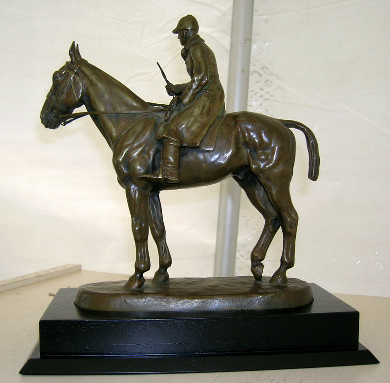 French Bronze Figural Huntsman Horse Signed A. Guiet