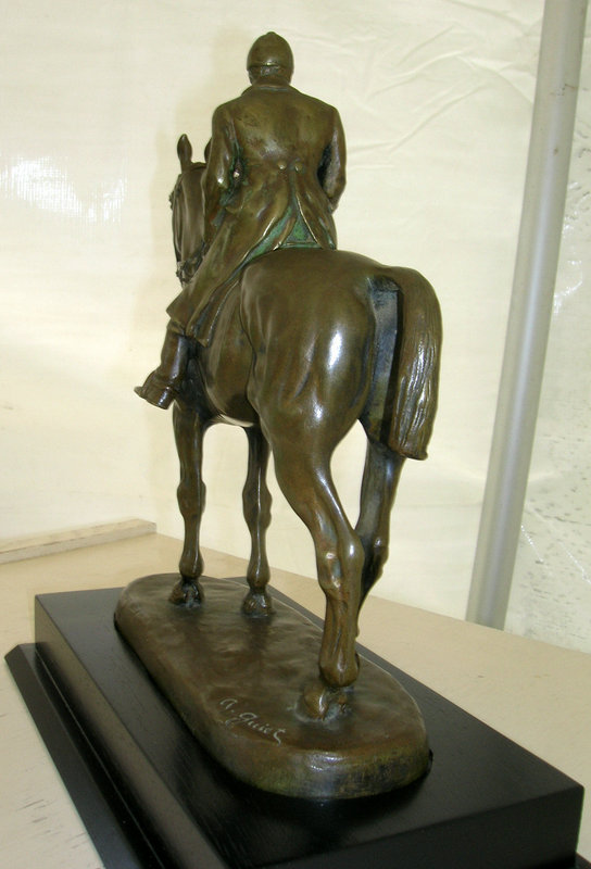 French Bronze Figural Huntsman Horse Signed A. Guiet