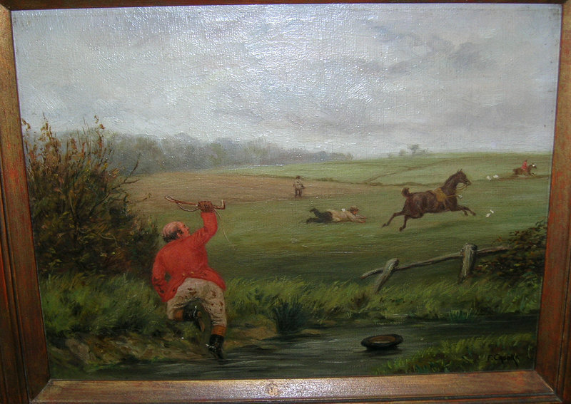 19th Century Fox Hunting Series Oil Paintings Set of 4