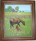 Mare and Foal Original Oil Painting-Signed By Artist