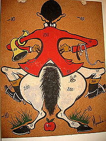 Vintage Fox Hunter Horse Comical Cork Board Game