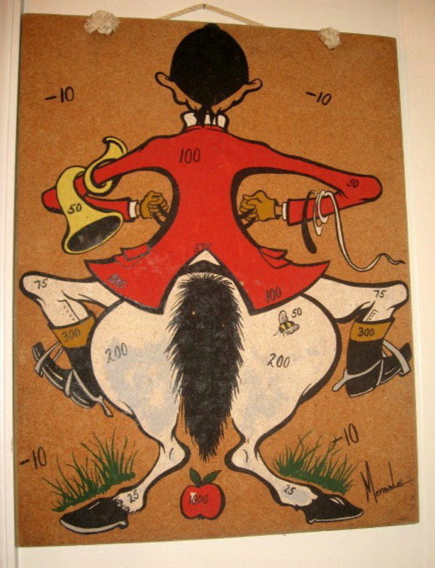 Vintage Fox Hunter Horse Comical Cork Board Game