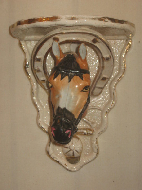 Antique  Pair Staffordshire Horse Head Sconces
