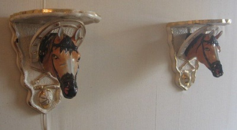 Antique  Pair Staffordshire Horse Head Sconces