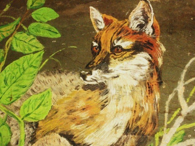 Vintage Hand Painted Fox on Slate Americana