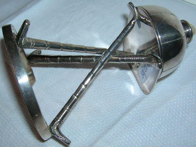 English Silver Cigar Lighter Burner Horseshoe Crop 1883