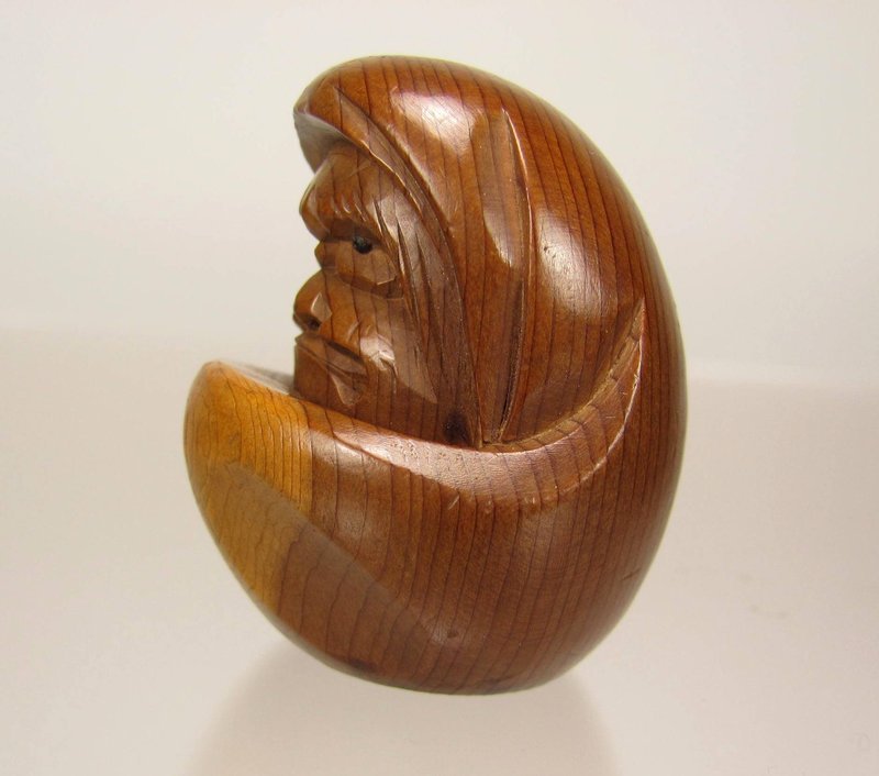 SUKESADA, 19th C Matsu Ittobori Netsuke: Daruma Toy