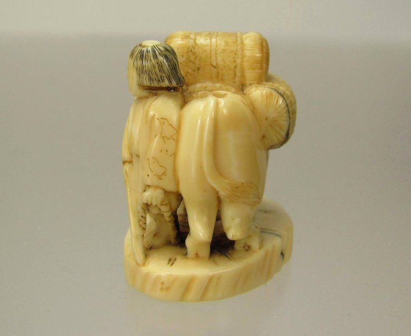 Antique Japanese Netsuke, Herdboy and Oxen