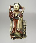 Contemporary Japanese Polychrome Netsuke:  Goddess Benzaiten