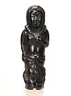 19th Century Japanese Ebony SHUNGA Netsuke, Ama w Basket and Octopus