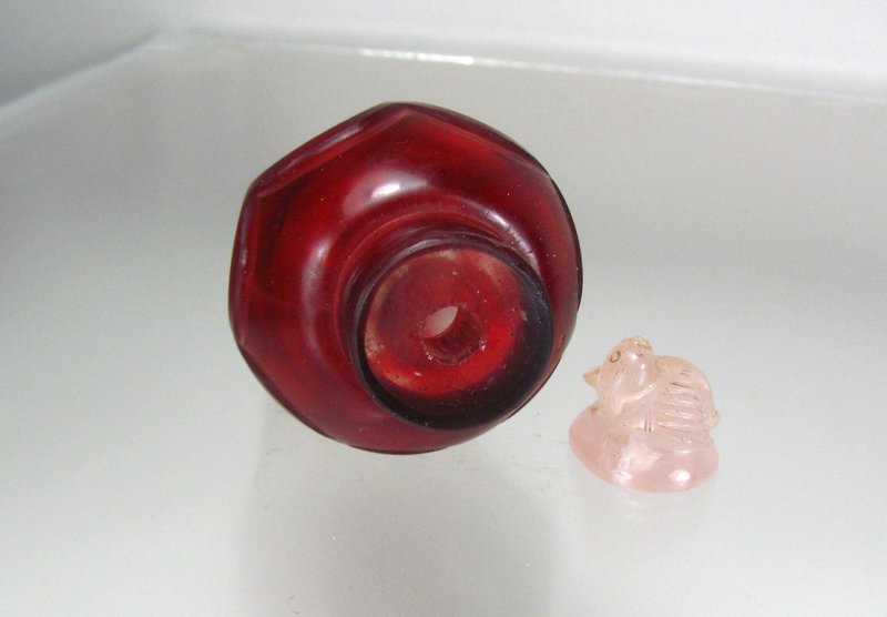 QIANLONG PERIOD, Faceted Ruby Red over Colorless Glass Snuff Bottle