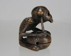 19th Century Japanese Boxwood Netsuke: Buddhist Priest Danka