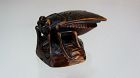 IWAMI School, 19th C. Persimmon Wood Netsuke, Cicada on Walnut Shell