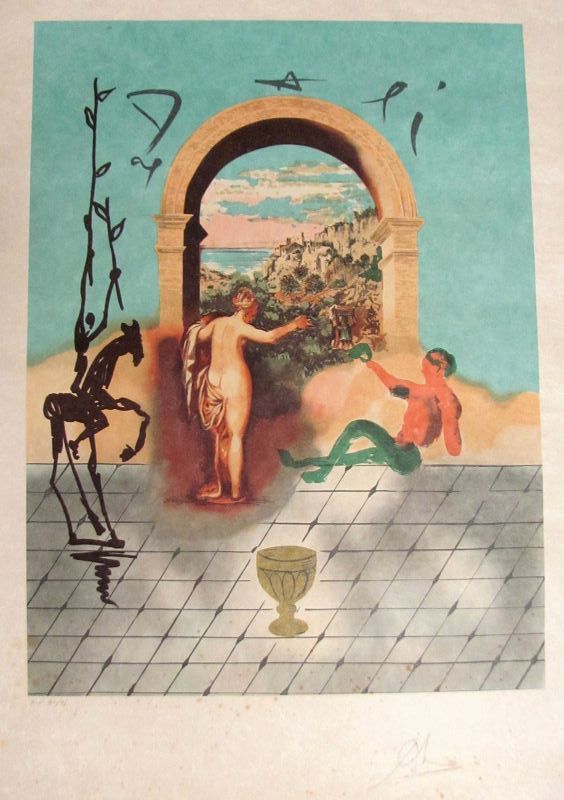 SALVADOR DALI &quot;Gateway to the New World, Hand Signed Lithograph