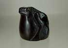 19th Century Japanese Iwami Ebony Netsuke: Toad / Ashtray