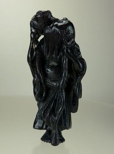 Late 18th C., Early 19th C. Japanese Iwami Kurogaki Netsuke: Sennin