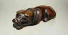 18th Century, Japanese Boxwood Netsuke: Recumbent Dog