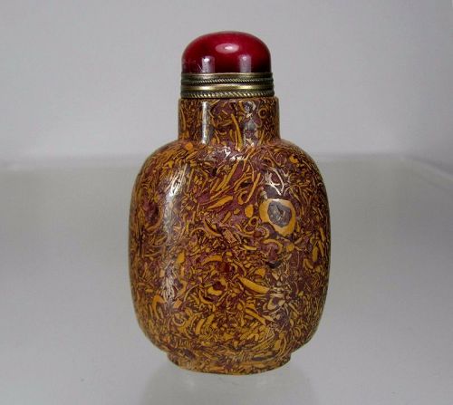 19th Century, Chinese Puddingstone Snuff Bottle - RARE