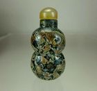 EXTREMELY RARE, DOUBLE-GOURD, CONGLOMERATE PUDDINGSTONE SNUFF BOTTLE