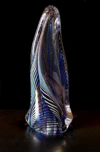 ROLLIN KARG, Unique Dichroic Phallic Glass Sculpture, 14-Inch