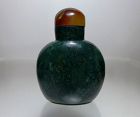 Chinese, Qing Dynasty, SPINACH JADE SNUFF BOTTLE