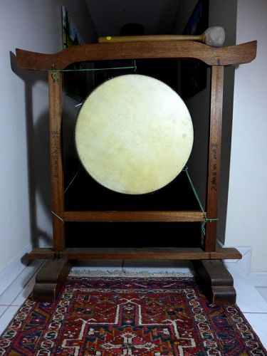 Authentic Japanese Buddhist Temple CEREMONIAL TAIKO DRUM with Stand