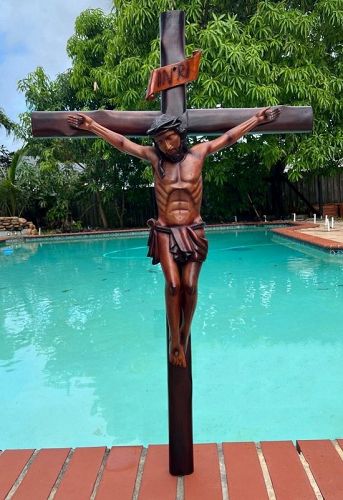 Superbly Carved, Very Large (45"), Wood Sculpture of Christ - Crucifix