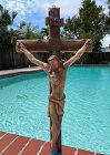 Large Antique Wood Polychrome Sculpture of Christ - Crucifix, 19th C.